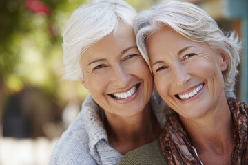 Portrait of two happy senior women