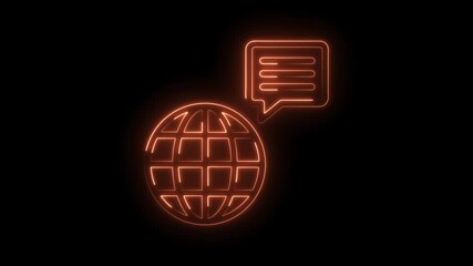 Neon world globe with chat bubble communication technology illustration - Powered by Adobe
