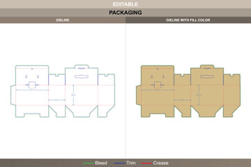 Auto bottom snap lock boxes bottom dieline, customizable packaging template with fold and die line details for professional production and shipping
