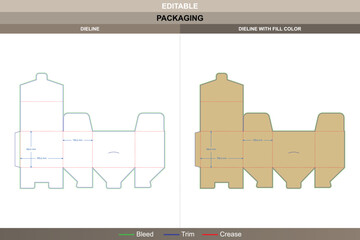 Auto bottom snap lock flip top boxes dieline, vector packaging template with fold guidance and professional die line layout for secure shipping and retail display