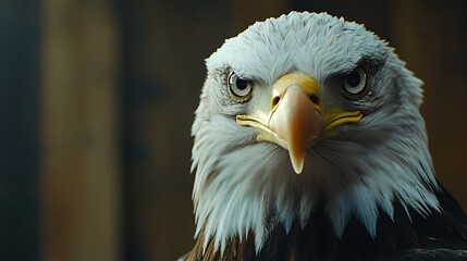 Obraz premium Close up portrait of a majestic bald eagle with piercing eyes