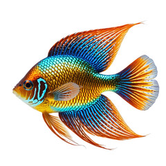 Fototapeta premium Vibrant tropical fish, with iridescent scales & flowing fins, isolated