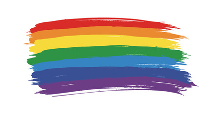 A vibrant brushstroke design featuring the colors of the rainbow spectrum