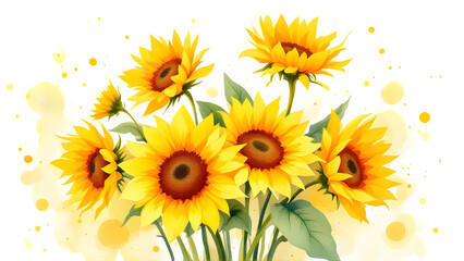 sunflowers on white background
