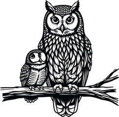 Owl and Owlet Wisdom's Embrace