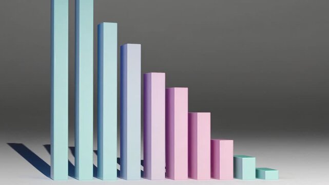 Trend analysis showing data visualization of decreasing values in a bar graph format over time