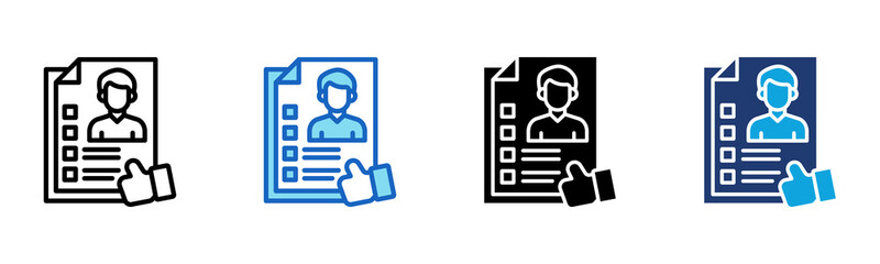 Candidate Resume icon Multi Style Vector Illustration
