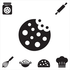 cookie day vector art icon pack silhuoette icon set bandle banner 9 sampol disign black and white backgrount icons