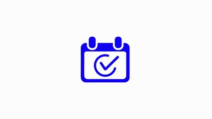 Blue Calendar Icon with Check Mark Symbol on White Background image photo