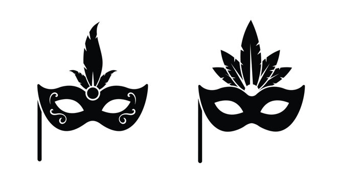 Elegant black masks with feather details ideal for masquerade or costume events