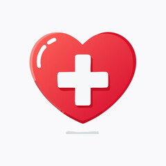 Obraz premium A heart-shaped logo featuring a blue cross, representing healthcare and wellness.