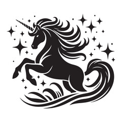 unicorn silhouette vector set
