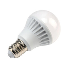 A closeup of a white led light bulb isolated on transparent background.