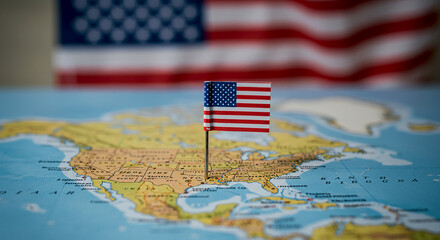 American Dream USA Map Flag Geography Patriotic Travel Exploration Red White and Blue United States Adventure