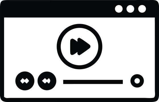 Interactive media player interface with play and navigation controls for digital content vector