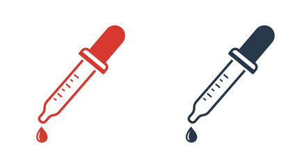 Two dropper bottles one red and one navy display liquid drops