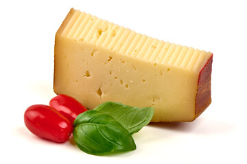 Manchego Cheese block, Isolated on White Background