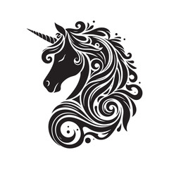 unicorn silhouette vector set