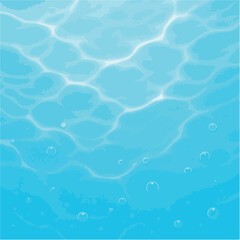 Fototapeta premium Blue Water Surface with Light Reflections and Bubbles