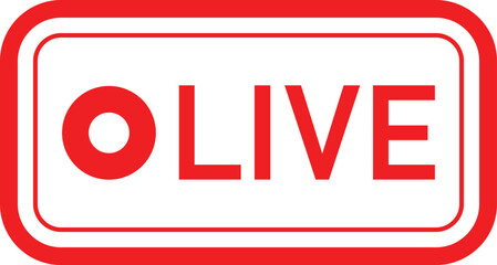 Live stream icon or button, Online broadcast logo, Vector illustration, Live Stream sign, emblem, logo, Vector Illustration, Social media icon live streaming,  Live stream flat logo, red vector design