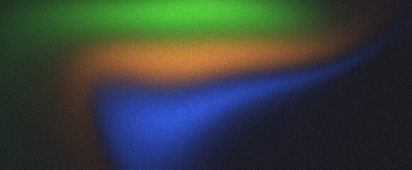Abstract blurry green, orange, blue gradient background.