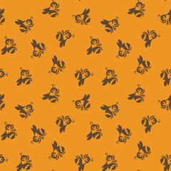 Seamless pattern with bees. Small wasp. Vector illustration. Design for invitation, cards, textile, fabric. Doodle style.