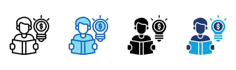 Financial Literacy icon Multi Style Vector Illustration
