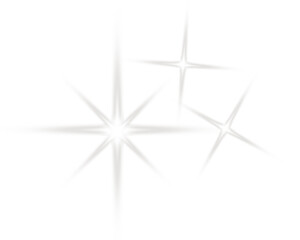 Soft white sparkle star light effect on transparent background. Glowing twinkle design for Christmas, luxury, or celebration themes. Ideal for photo overlays, cards, and digital art.