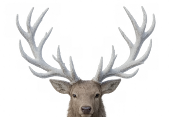 White antler stag bust looking at camera