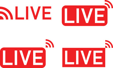 Live stream icon or button, Online broadcast logo, Vector illustration, Live Stream sign, emblem, logo, Vector Illustration, Social media icon live streaming,  Live stream flat logo, red vector design