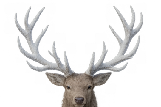 White antler stag bust looking at camera