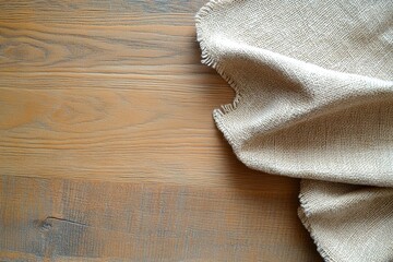 Textured fabric draped on wooden surface creates an inviting scene