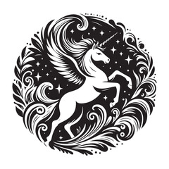 unicorn silhouette vector set