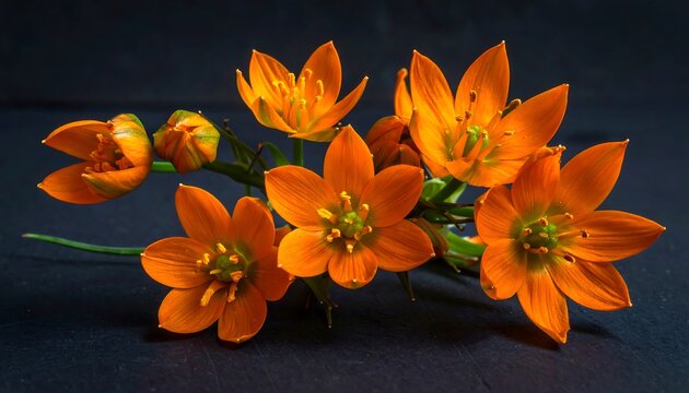 Close up of orange Star of Bethlehem flowers
