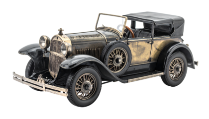 Vintage toy car isolated on transparent background.