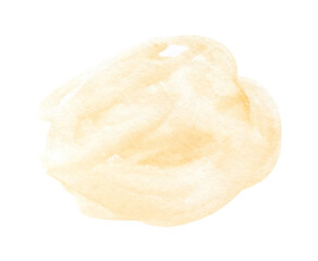 Abstract cream brushstroke texture on white background.