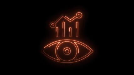 Business intelligence neon concept with graph above eye on black background - Powered by Adobe