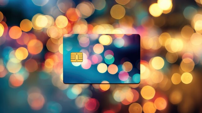 loyalty program card with colorful background with defocused lights no logos no brands ar 169