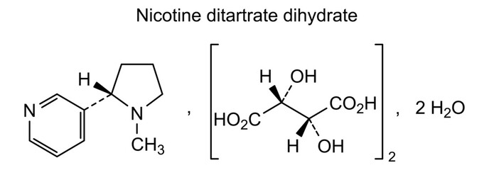Obraz premium Chemical structure of nicotine ditartrate dihydrate, drug substance