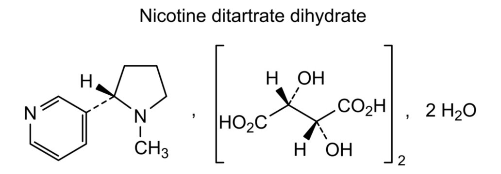 Chemical structure of nicotine ditartrate dihydrate, drug substance