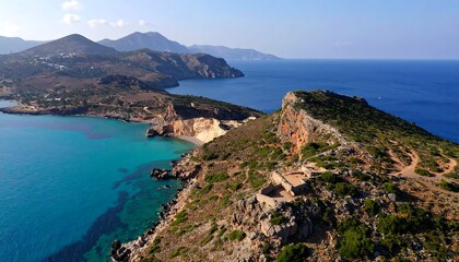 Coastal landscape with mountains and sea