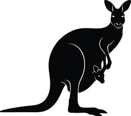 Kangaroo With Joey Silhouette