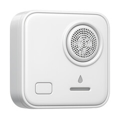 Battery-operated water leak alarm for basements, featuring a loud siren and sleek square