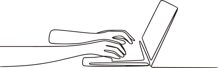 Hands typing on a laptop computer technology