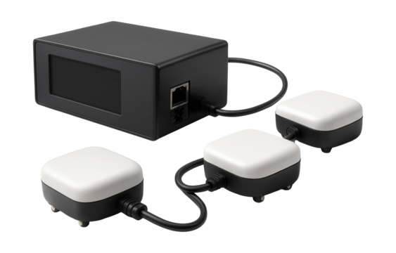 Multi-zone water leak detection system for malls, featuring interconnected sensors for