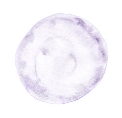 Watercolor abstract purple circle with textured details and soft edges.