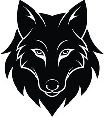 Black tribal wolf head vector tattoo illustration with wild predator canine face symbol