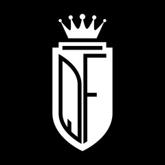 QF Vector logo initials shield with royal crown minimalist, elegant style