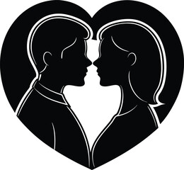 Romantic couple with heart shape