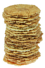 Dutch galetwafels (sugar waffles) isolated on white background